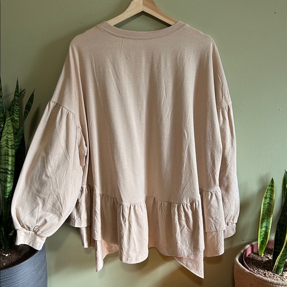 Cream Oversized Layered Long Sleeve Top - Picture 6 of 7